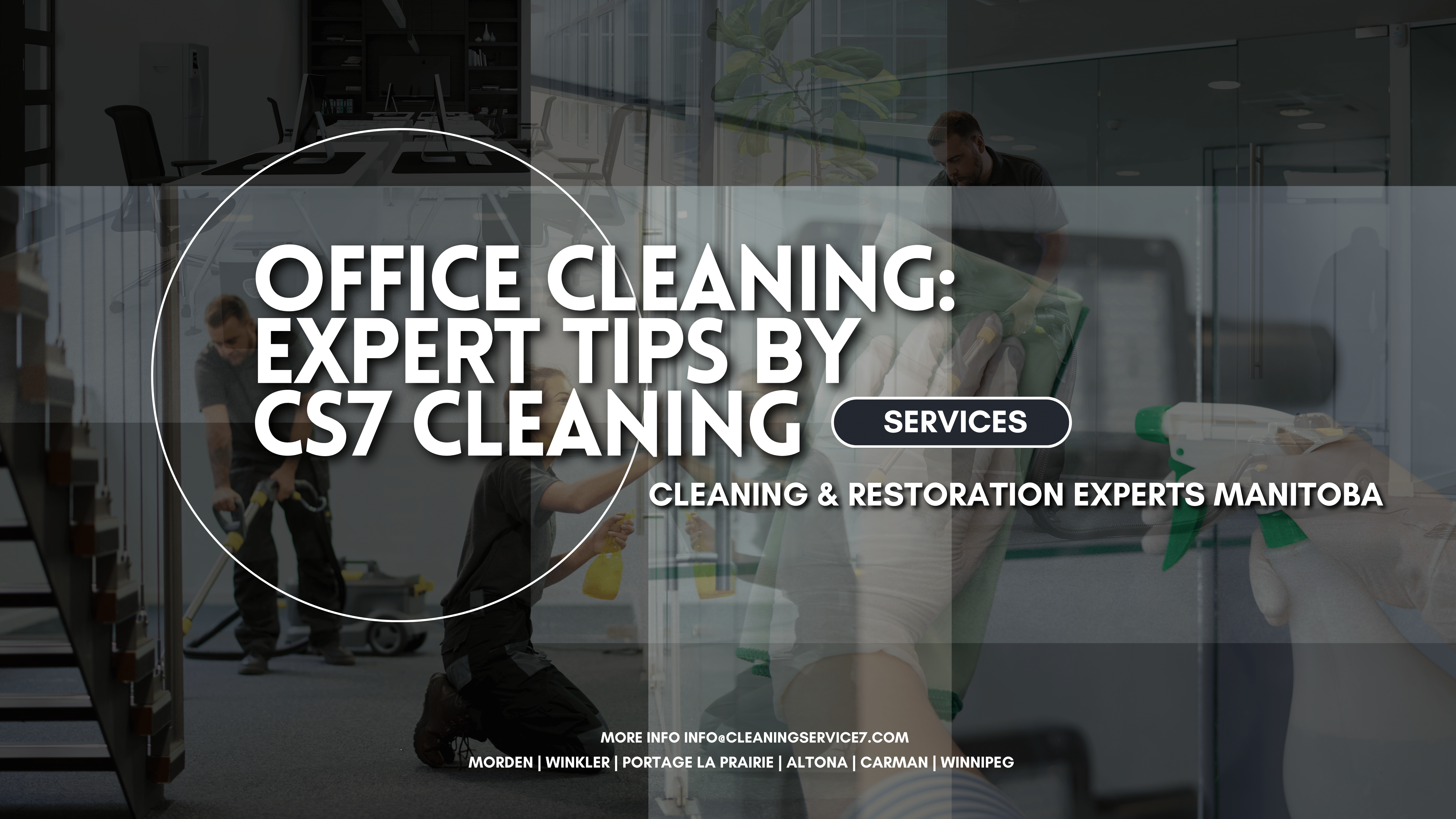 A clean and organized office space showcasing professional cleaning services by CS7 in Manitoba