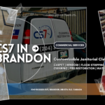Top-Notch Janitorial Services in Brandon for Your Business with CS7 5 Professional janitorial team from CS7 providing floor cleaning services in a business setting in Brandon