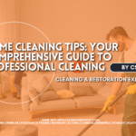 Home Cleaning Tips: Your Comprehensive Guide to Professional Cleaning 3 A clean, inviting living room with professional-grade cleaning supplies, showcasing effective home cleaning tips.