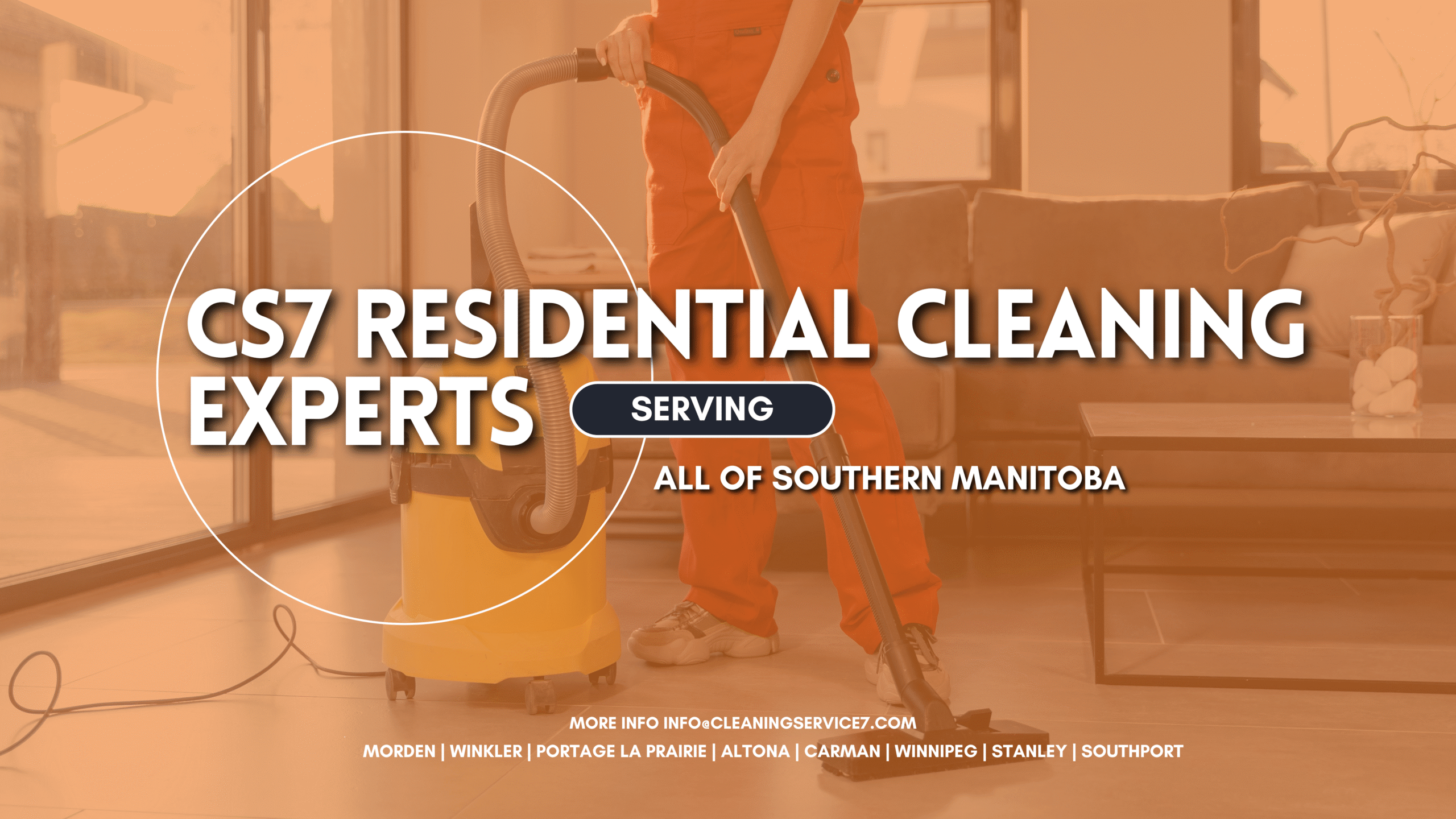 CS7 Residential Cleaning Experts - Serving All of Southern Manitoba 1 Professional cleaner polishing hardwood floor in a Southern Manitoba home.